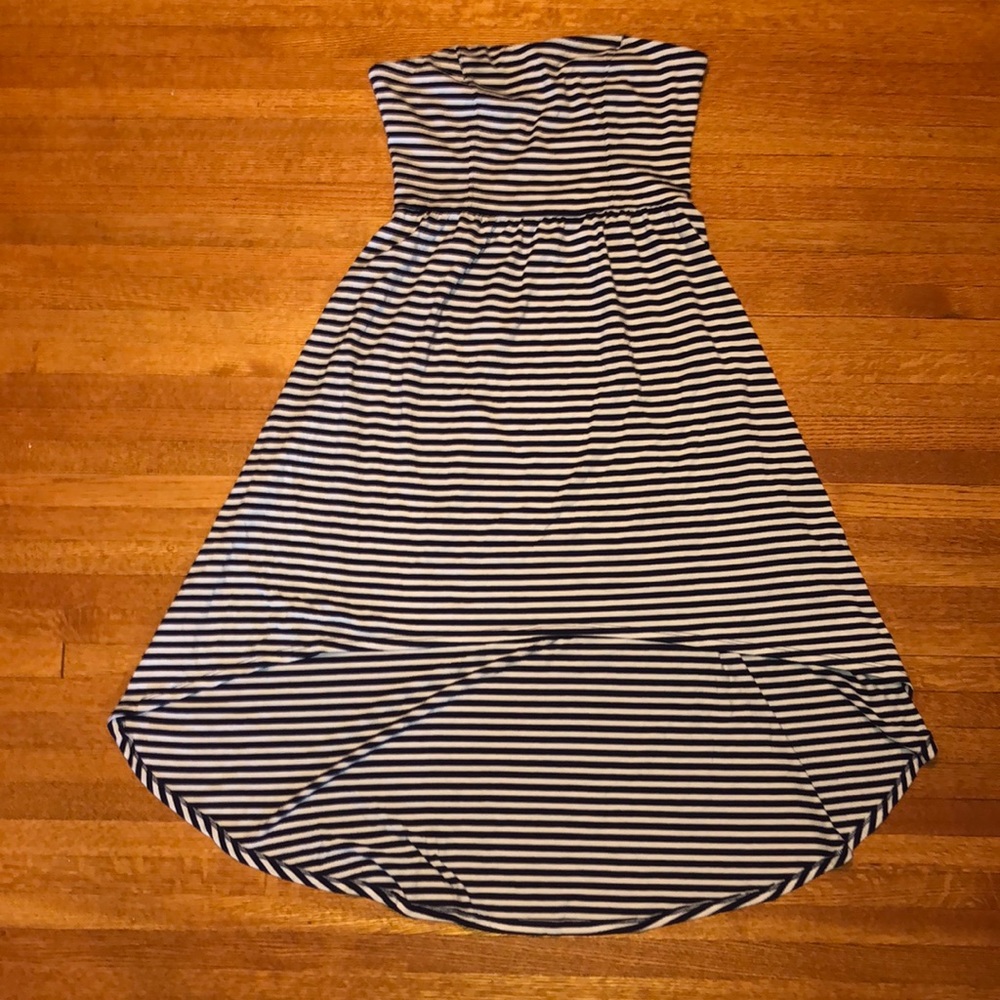 Navy and white striped dress